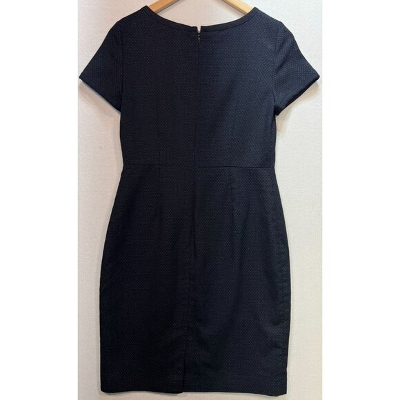 Talbots Women's Wool Blend A-Line Dress Polka Dot Size 4 Navy Blue Short Sleeve - Picture 2 of 12